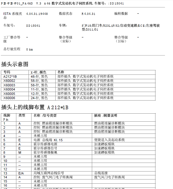 14年宝马523发动机针脚
