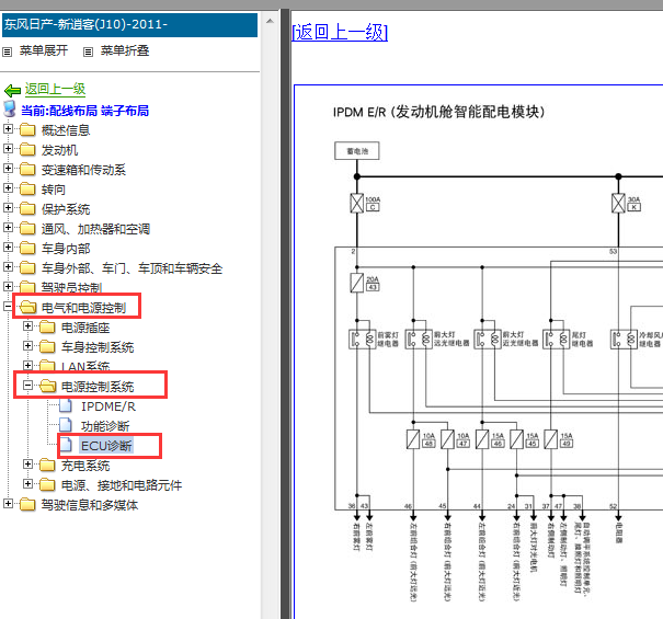 2011-2012年日产逍客智能配电电路图