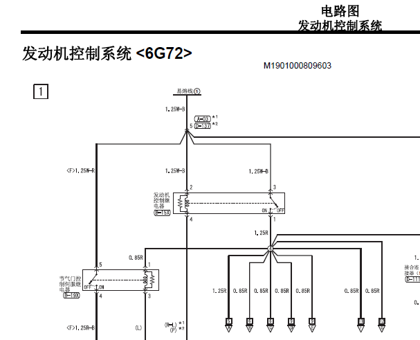 三菱帕杰罗6G72发动机电路图