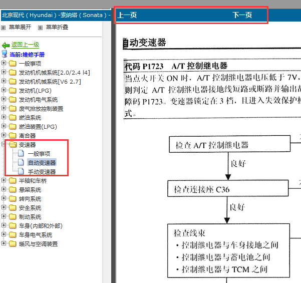 2002-2005年现代索纳塔变速箱继电器故障资料