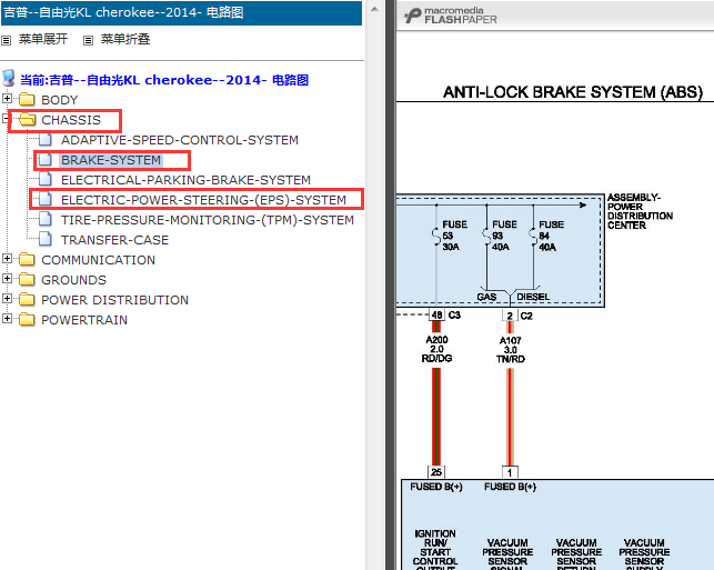 2014吉普自由光ABS电路图