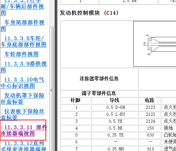 2011年雪佛兰赛欧发动机针脚