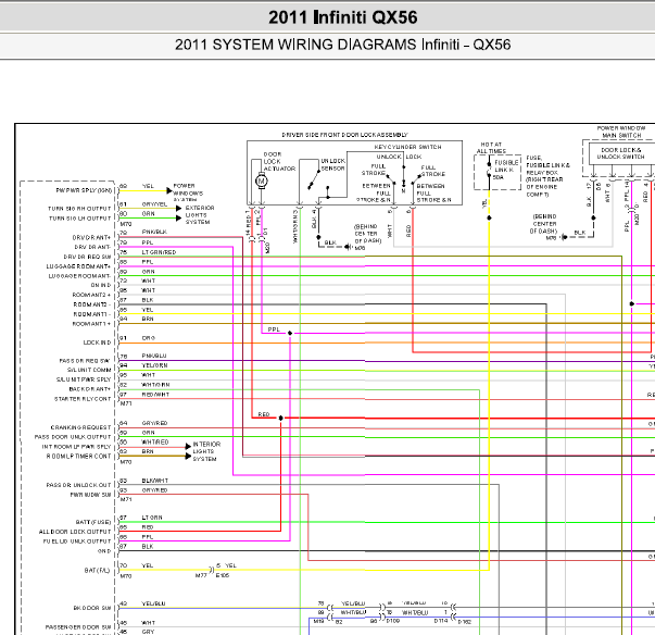 11年英菲尼迪QX56门锁电路图