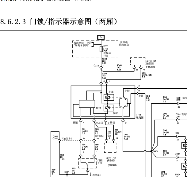 09年雪 佛兰乐骋门锁电路图