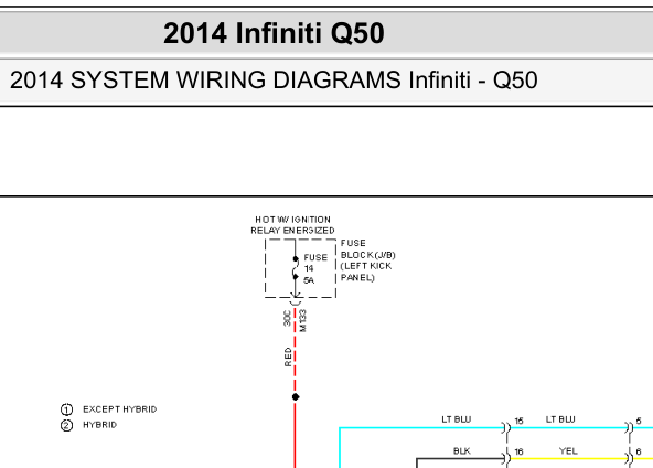 14年英菲尼迪Q50倒车雷达电路图