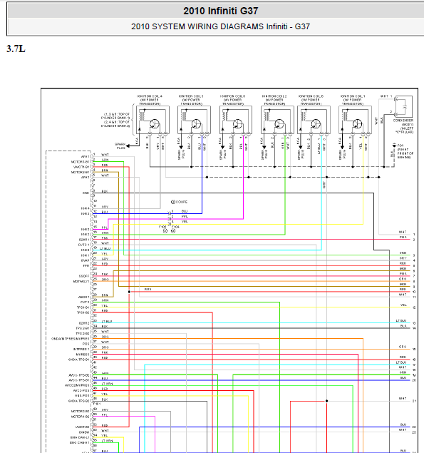 2010年英菲尼迪G37发动机电路图