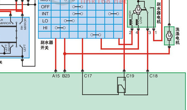 奇瑞A520雨刮相关电路图
