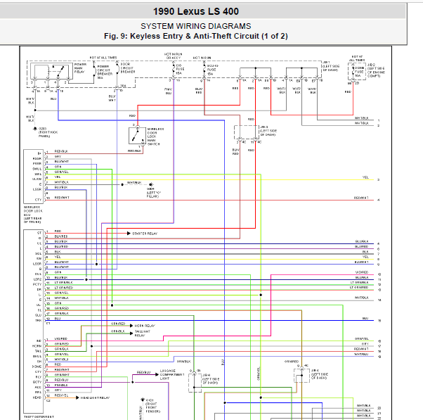 90年凌志LS400防盗电路图