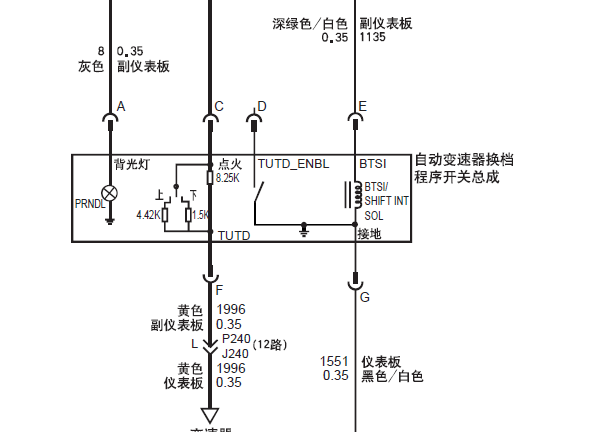 2008年别克君越变速箱档位显示电路图