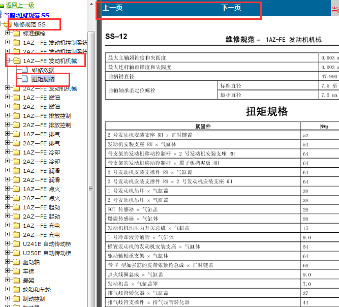 2006-2008年丰田凯美瑞1AZ发动机扭矩
