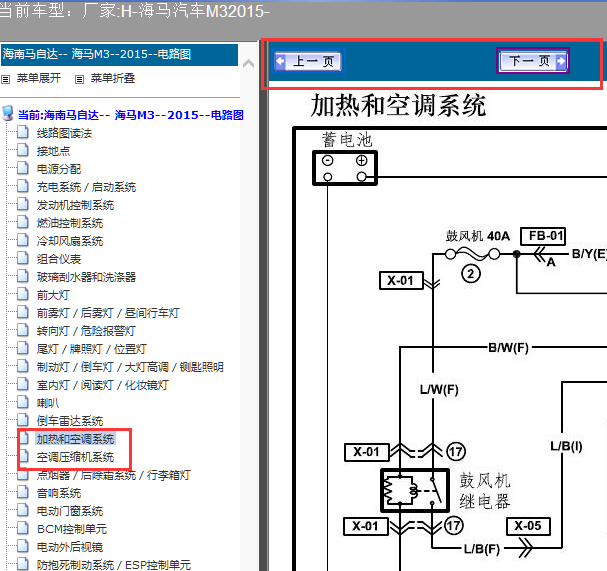15年海马M3空调系统电路图