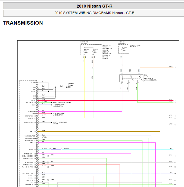 10年日产GT-R变速箱线路图