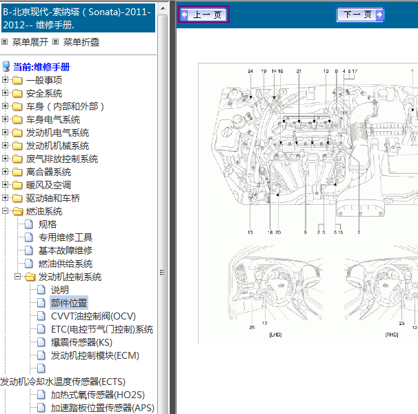 11年索纳塔模块位置图