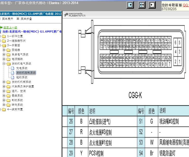 13年现代朗动发动机针脚定义图