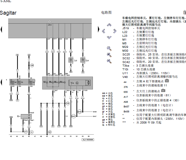 12年大众大灯电路图
