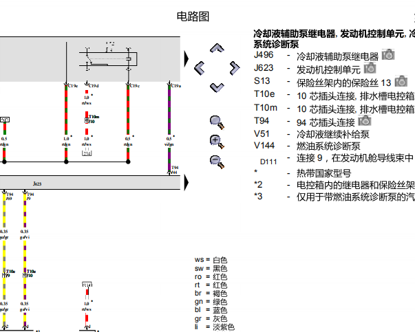 2013年奥迪Q7水泵电路图