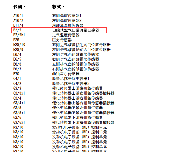 2011年奔驰ML300空气流量传感器电路图
