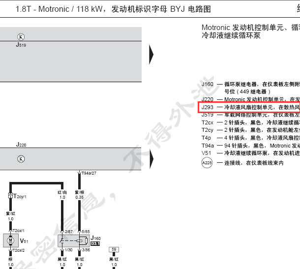 2007年大众迈腾发动机冷却风扇电路图