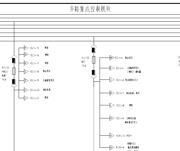 2015年比亚迪S7多路集成控制模块电路图
