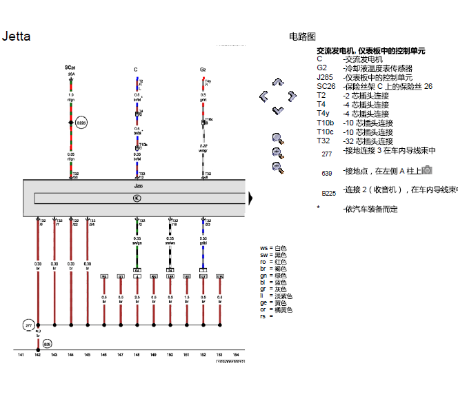07年大众捷达仪表电路图