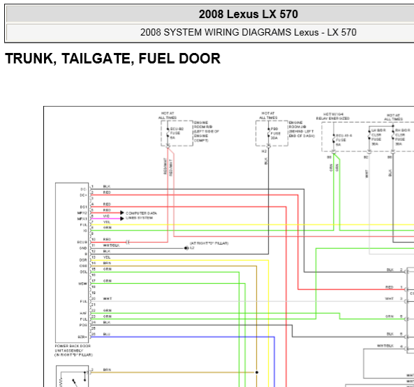 2008年雷克萨斯电动尾门电路图