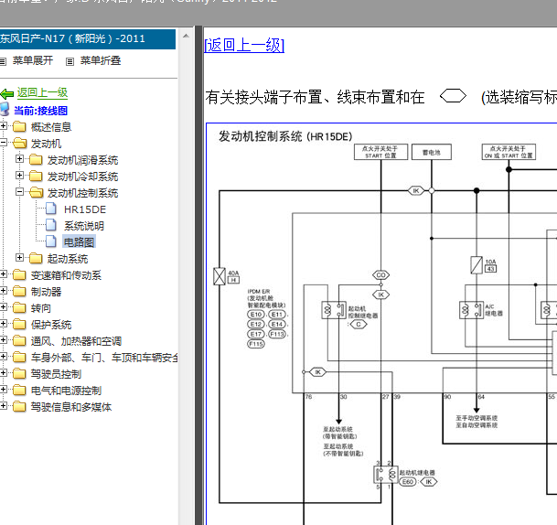 2011-2012年东风日产阳光发动机电路图