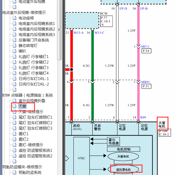 2014年现代IX25天窗和遮阳电路图