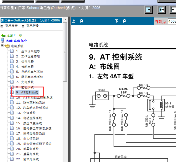06年斯巴鲁力狮变速箱线路图