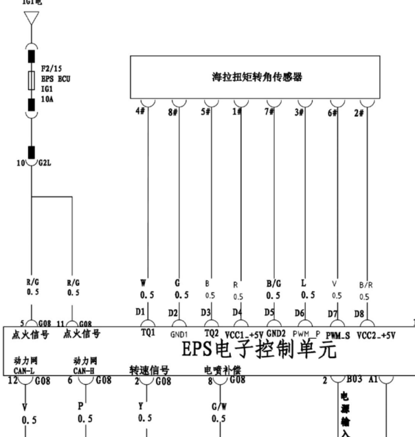 15年比亚迪G5转向线路图