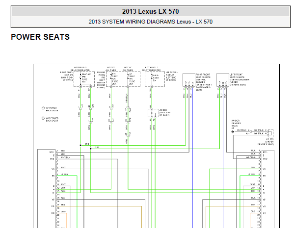 2013年雷克萨斯LX570座椅电路图