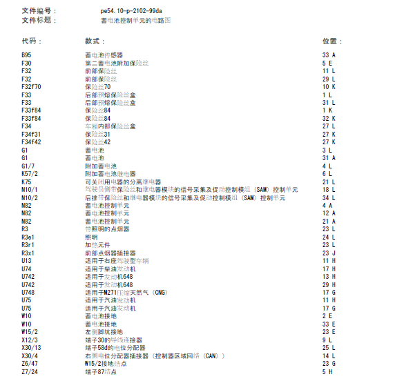 17年奔驰C230蓄电池线路图