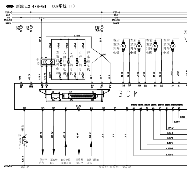 10年奇瑞旗云2遥控门锁线路图
