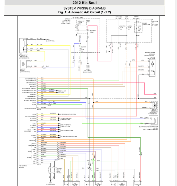 12年起亚秀尔自动空调电路图