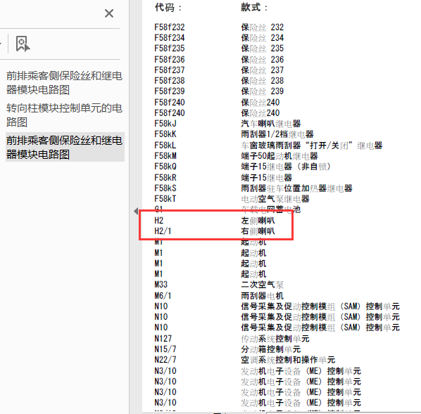 13奔驰C63喇叭线路图
