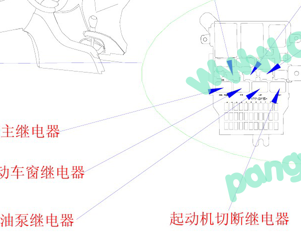 12年比亚迪S6启动继电器位置图