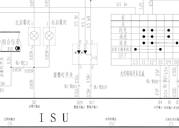 奇瑞瑞虎转向灯和应急灯线路图