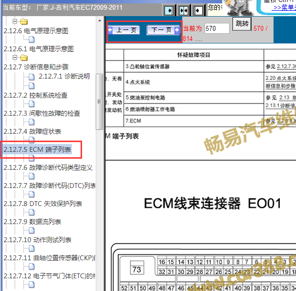2009-2011年吉利EC7发动机针脚