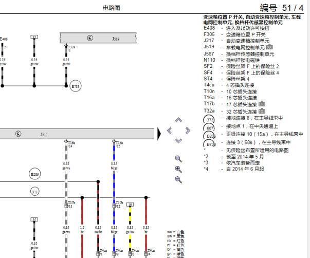 2014年奥迪A6变速箱电路图