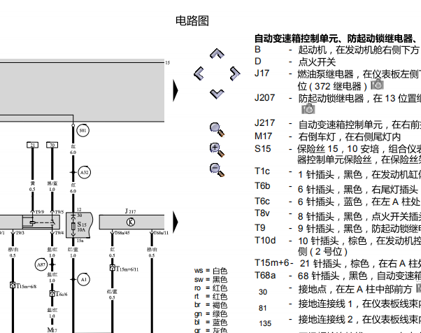 2007年大众帕萨特变速箱电路图