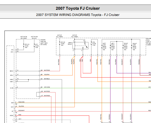 2007年丰田酷路泽大灯电路图