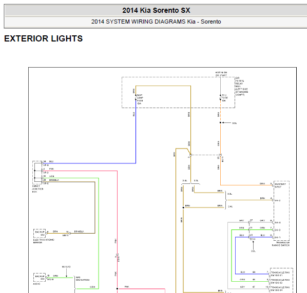 14年起亚索兰托室外灯线路图