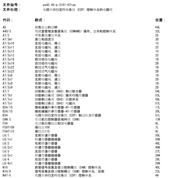 2010年奔驰350ESP电路图