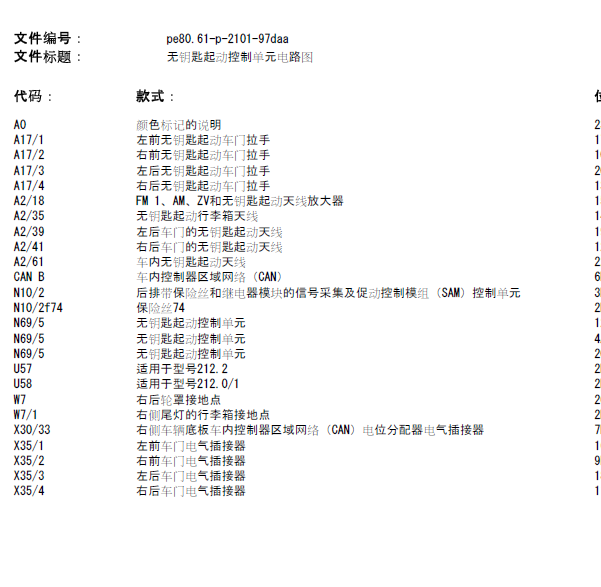 11年奔驰E300L无钥匙线路图也