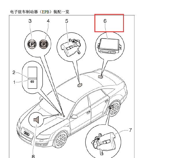 2016年奥迪A4L电子手刹J540单元位置