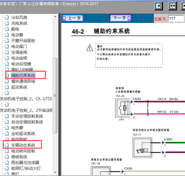 2016-2017年撼路者气囊电路图