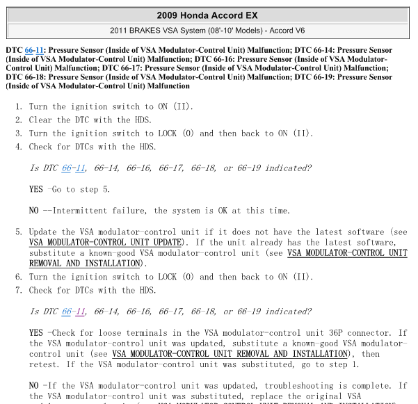 09年本田雅阁66-11故障码资料