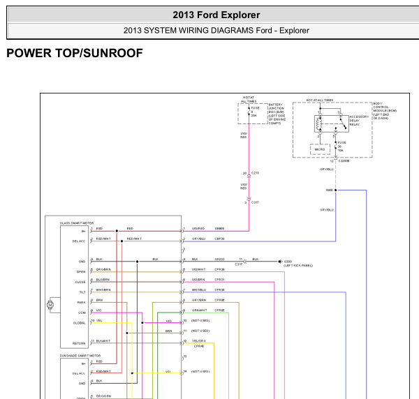 13年福特探险者天窗线路图