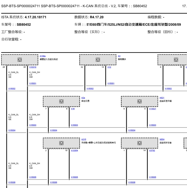 2008年宝马525Li车身网络通讯电路图
