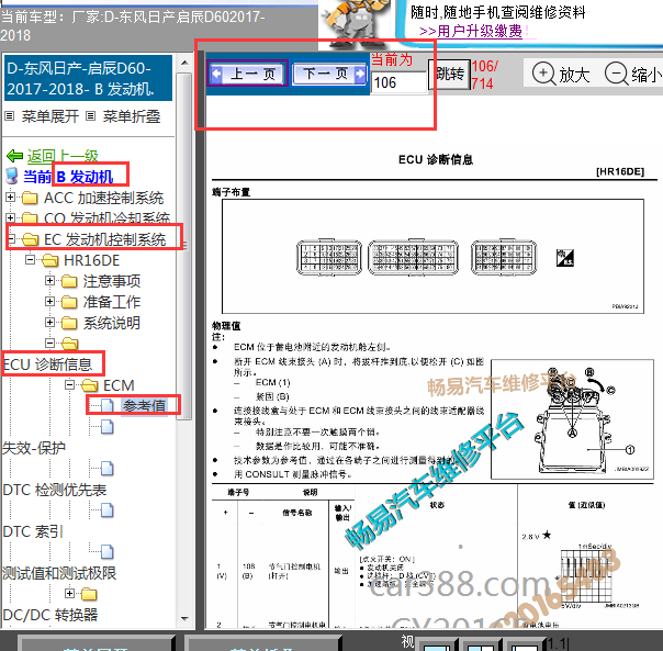 2018年D60发动机电脑端子图
