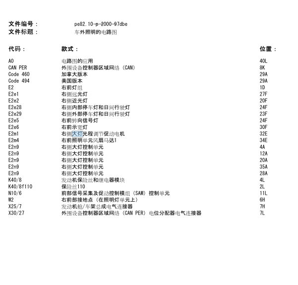 奔驰E300大灯电路图